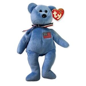 Ty 2001 9/11 Retired America The Blue Bear Beanie Baby